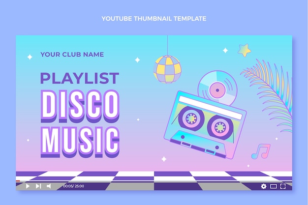 Free vector gradient retro vaporwave disco party youtube thumbnail