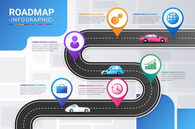 グラデーションロードマップインフォグラフィックテンプレート