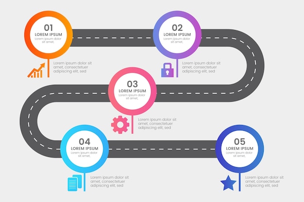 Gradient roadmap infographic template