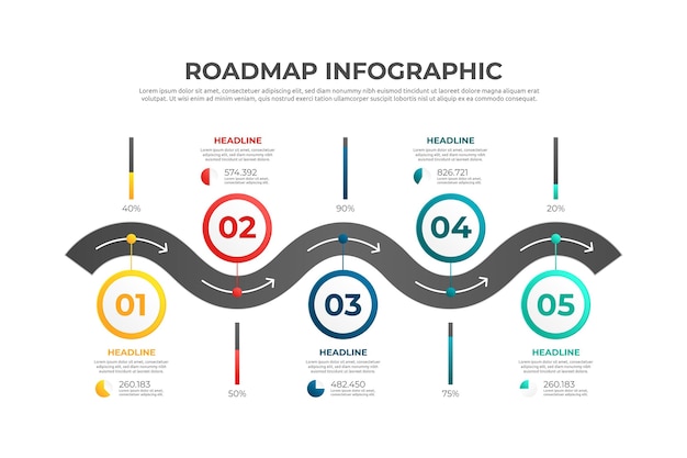 Free vector gradient roadmap infographic template