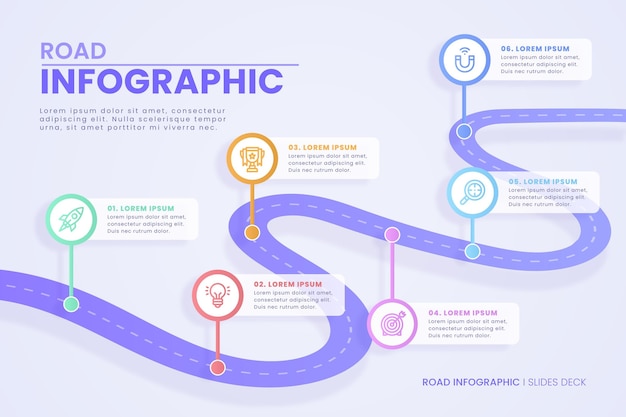 Modello di infografica tabella di marcia gradiente