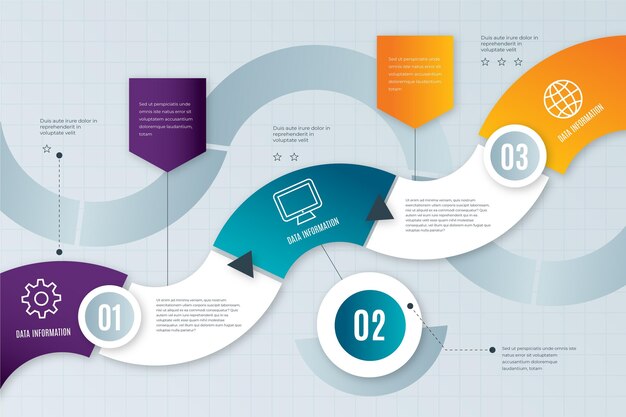 Vettore gratuito modello di infografica tabella di marcia gradiente