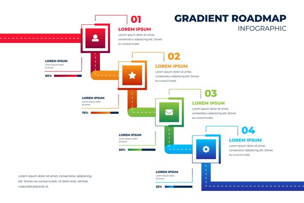 그라데이션 로드맵 infographic 템플릿