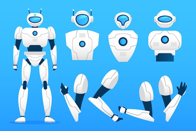 Gradient robot character constructor illustration