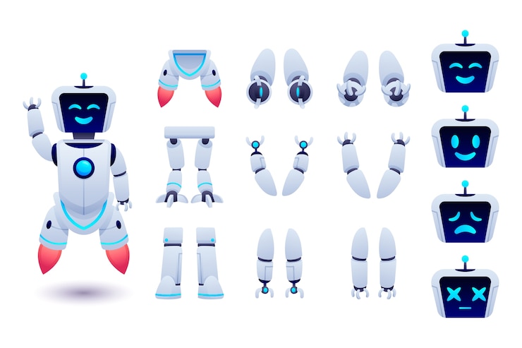 Free Vector gradient robot character constructor illustration