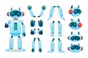 Free vector gradient robot character constructor illustration