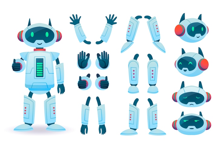 Free Vector gradient robot character constructor illustration