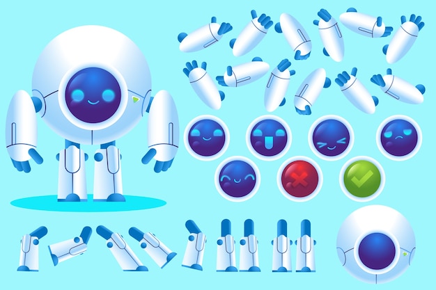 Gradient robot character constructor illustrations