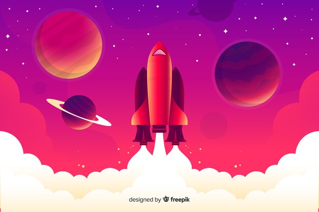 Free vector gradient rocket background