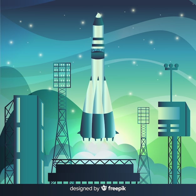 Free vector gradient rocket on a launch pad