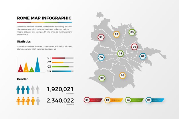 Gradient rome map infographics