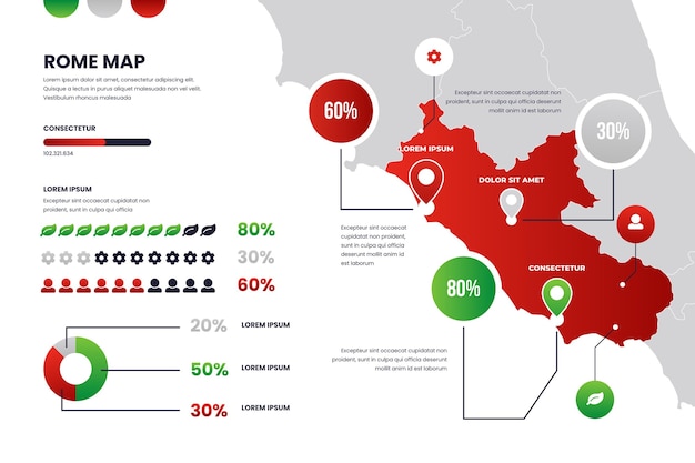 Vettore gratuito gradiente infografica mappa roma