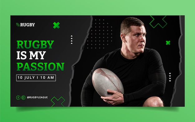 Free vector gradient rugby game facebook post