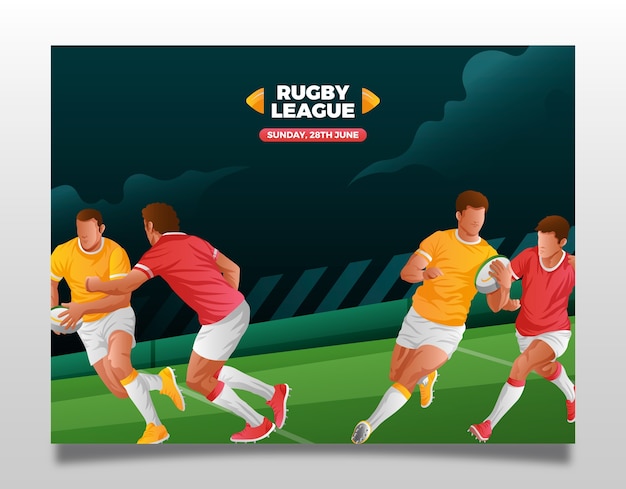 Free vector gradient rugby players photocall template