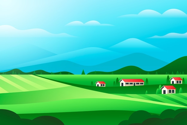Бесплатное векторное изображение Градиентный сельский пейзаж фона
