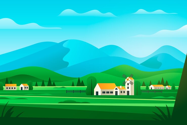 無料Vector 田園風景のグラデーションの背景