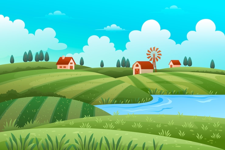 無料Vector 田園風景のグラデーションの背景