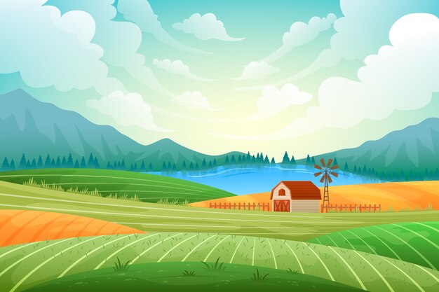 Gradient rural landscape background