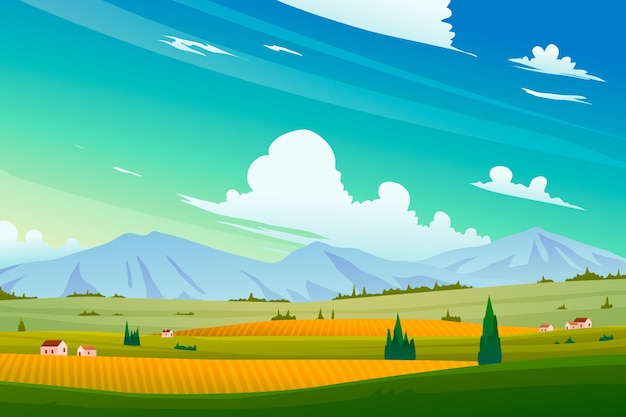 Бесплатное векторное изображение Градиентный сельский пейзаж