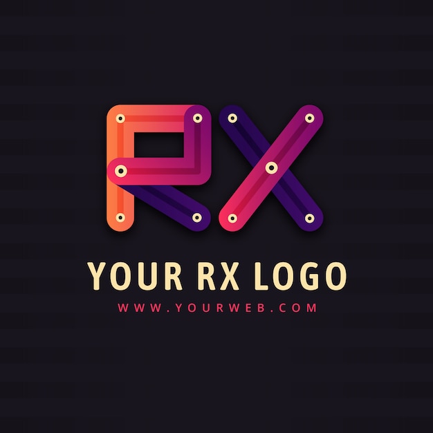 Vettore gratuito modello di logo gradiente rx o xr