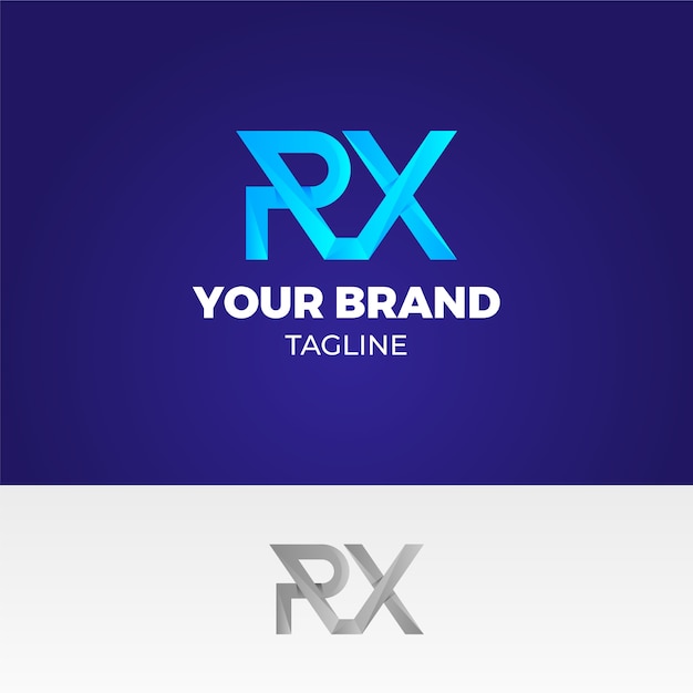 Vettore gratuito modello di logo gradiente rx o xr