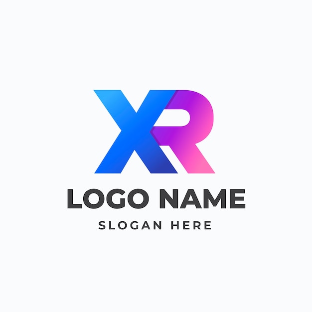 Modello di logo gradiente rx o xr