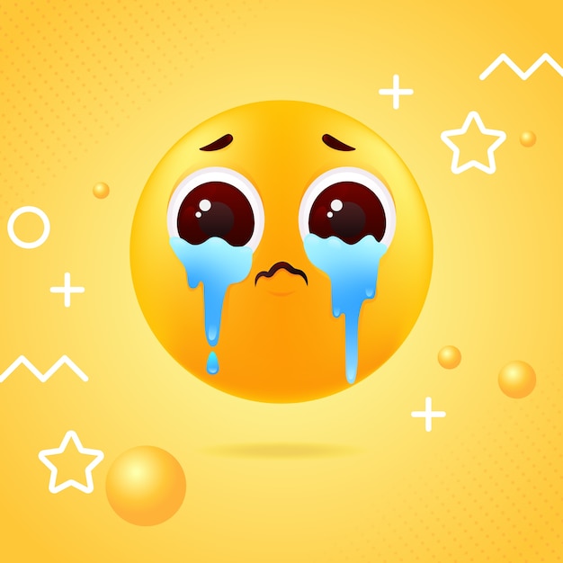 Vettore gratuito illustrazione di emoji triste gradiente