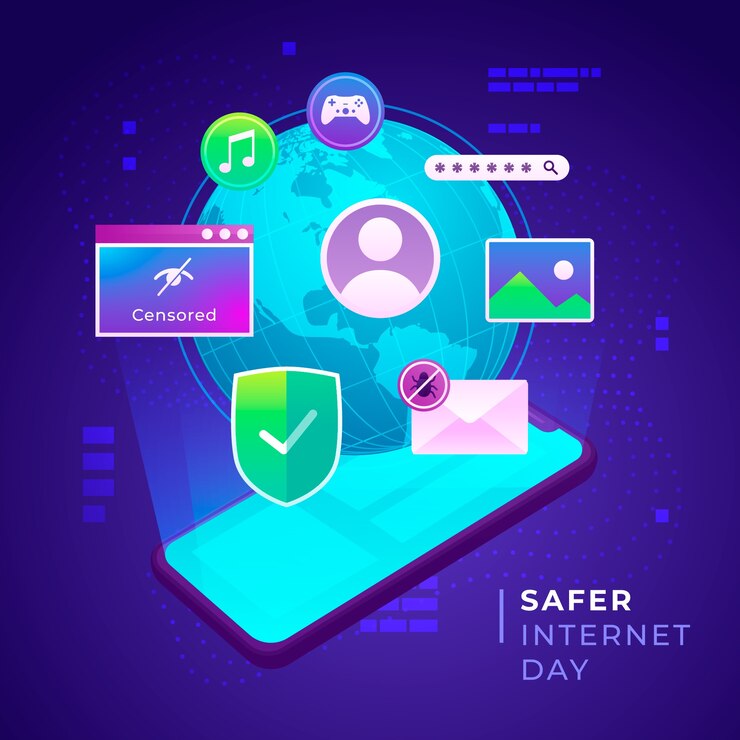 Free Vector gradient safer internet day illustration