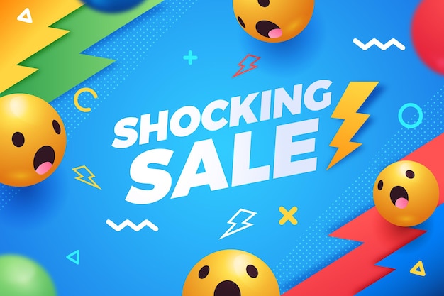 Gradient sale background with emoji reaction