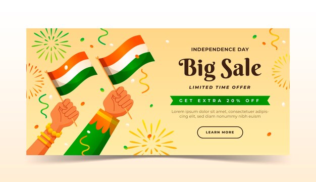 Gradient sale banner template for india independence day celebration