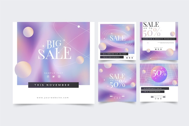 Free vector gradient sale ig post collection