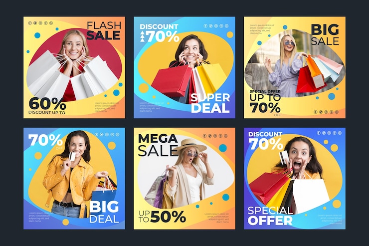 Free Vector gradient sale instagram post collection with photo