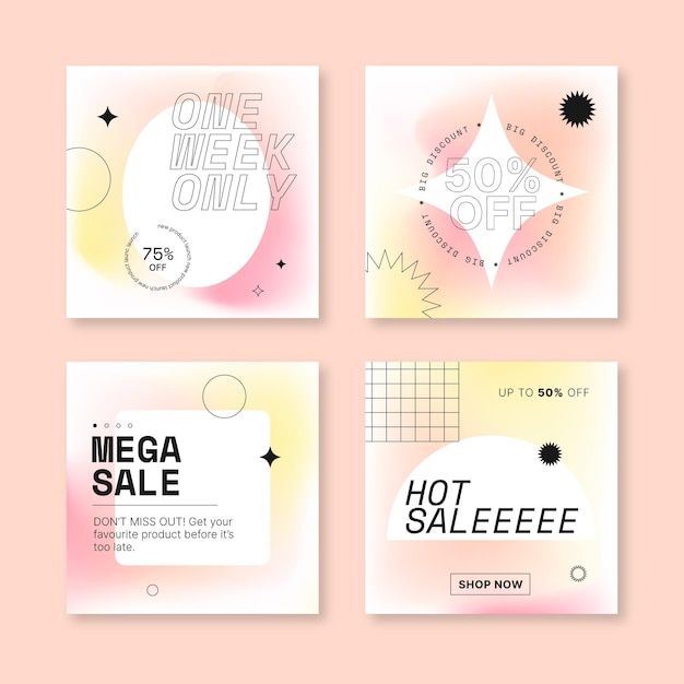 Free vector gradient sale instagram post pack