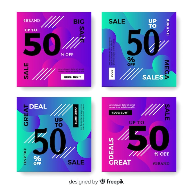 Free vector gradient sale instagram post set