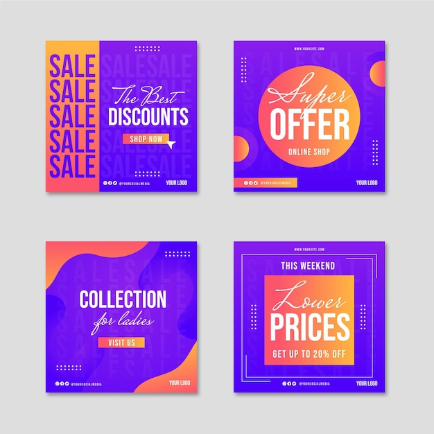 Free vector gradient sale instagram post set