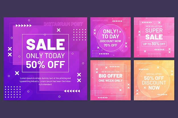 Free vector gradient sale instagram post set