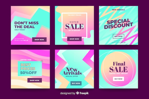 Free vector gradient sale instagram posts pack