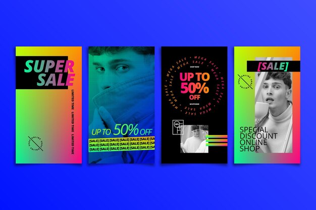 Gradient sale instagram story collection with photo