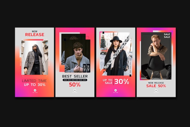 無料ベクター グラデーションセールinstagramストーリーコレクション