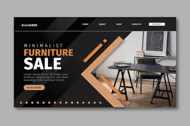 Gradient sale landing page template with photo