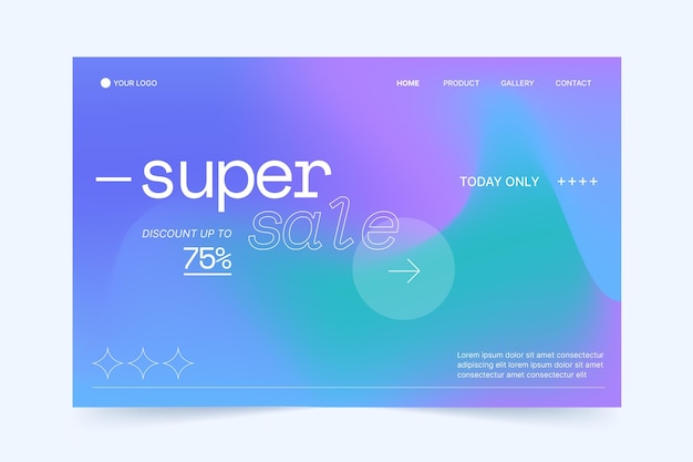 Free vector gradient sale landing page template