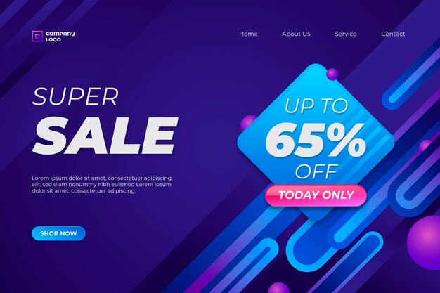 Gradient sale landing page template