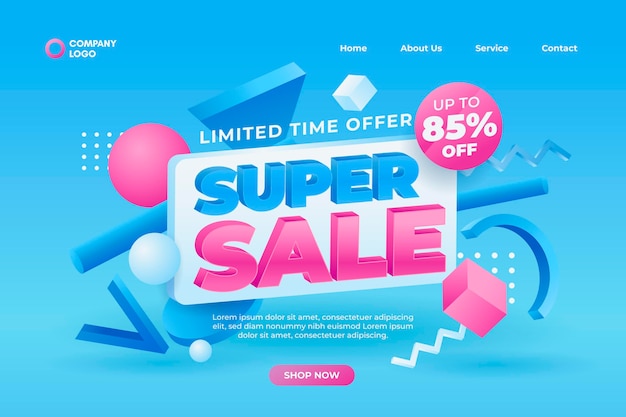 Gradient sale landing page template