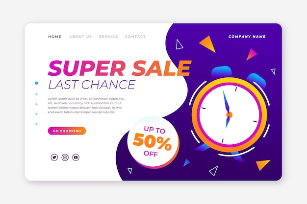 Gradient sale landing page template