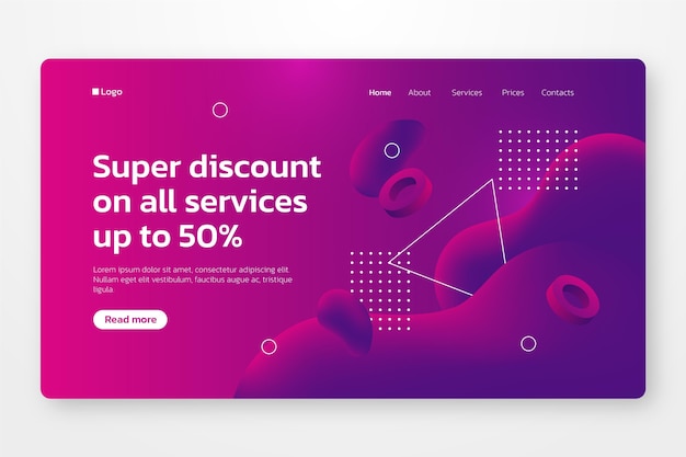 Gradient sale landing page template