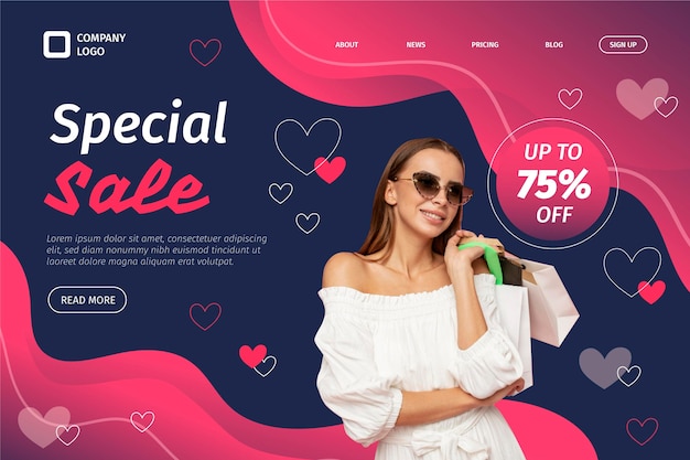 Free vector gradient sale landing page template