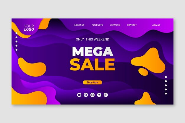 Free vector gradient sale landing page template