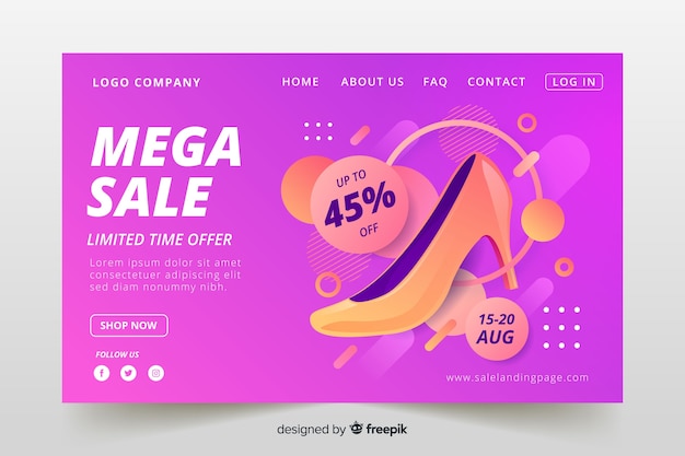 Gradient sale landing page template