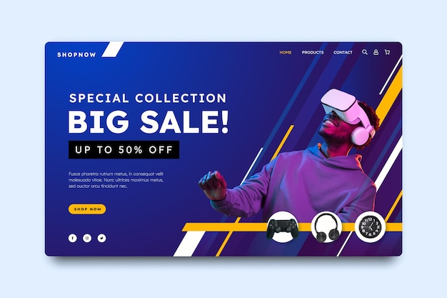 Gradient sale landing page with photo