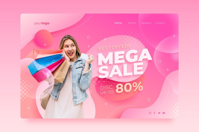 gradient sale landing page with photo